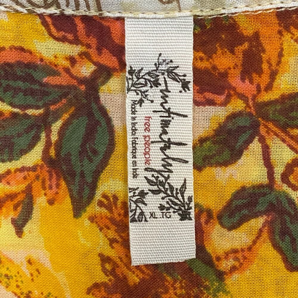 Free People Floral Button-Up Shirt in Orange, Brown, Cream - Picture 6 of 10